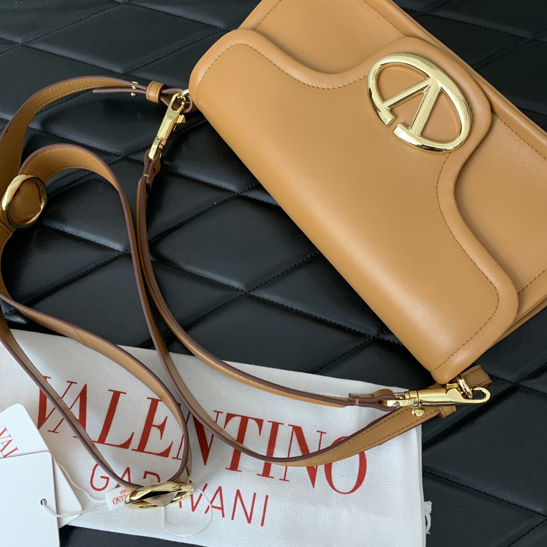 Valentino Garavani VLogo 1960 Medium Shoulder Bag in Almond Nappa Leather 